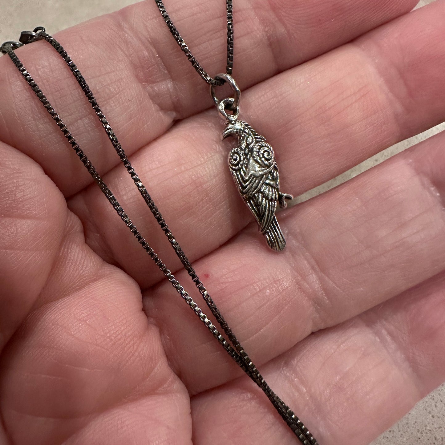 Sterling Silver Raven Necklace Black Rhodium Chain