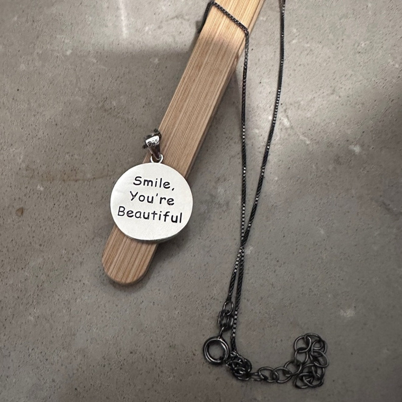 Sterling Silver Smiley Face Necklace – “Smile You’re Beautiful”