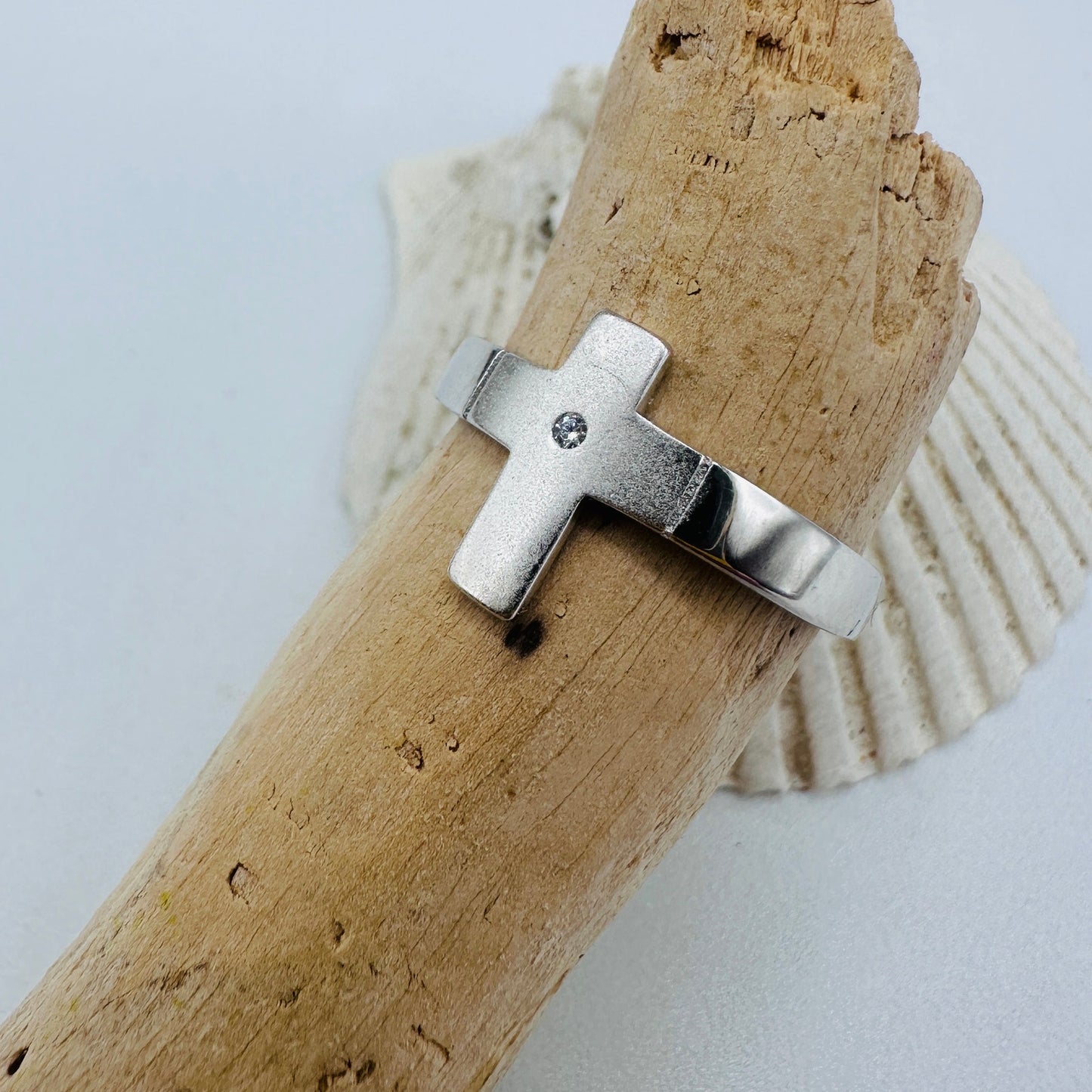925 Sterling Silver Cross Ring, CZ Cross Ring