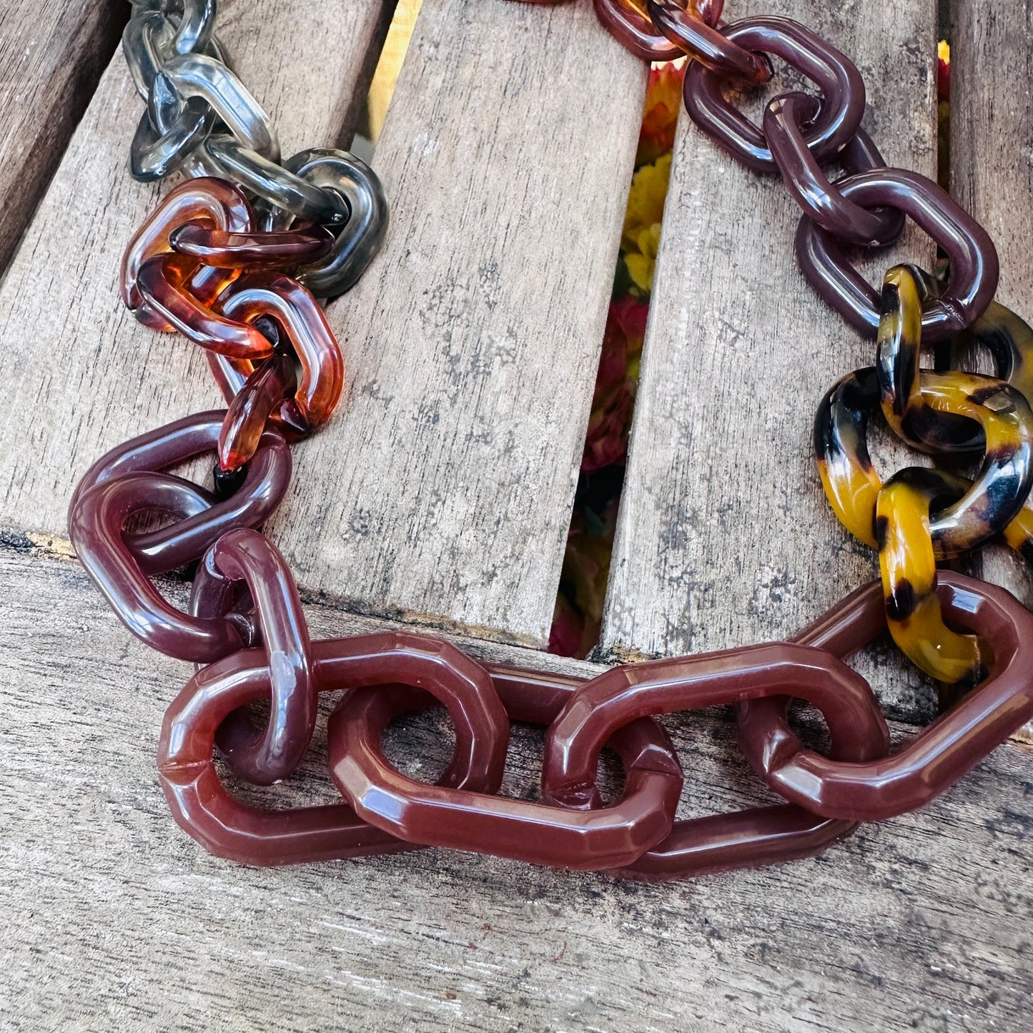 Banana Republic Multi-Tone Lucite Chain-Link Statement Necklace