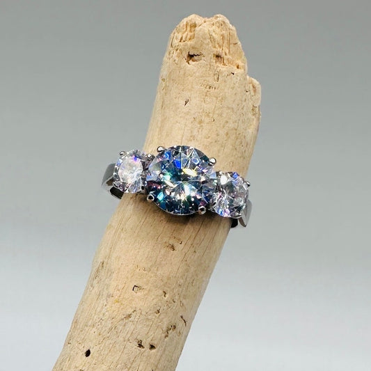 High polished Stainless Steel CZ Ring