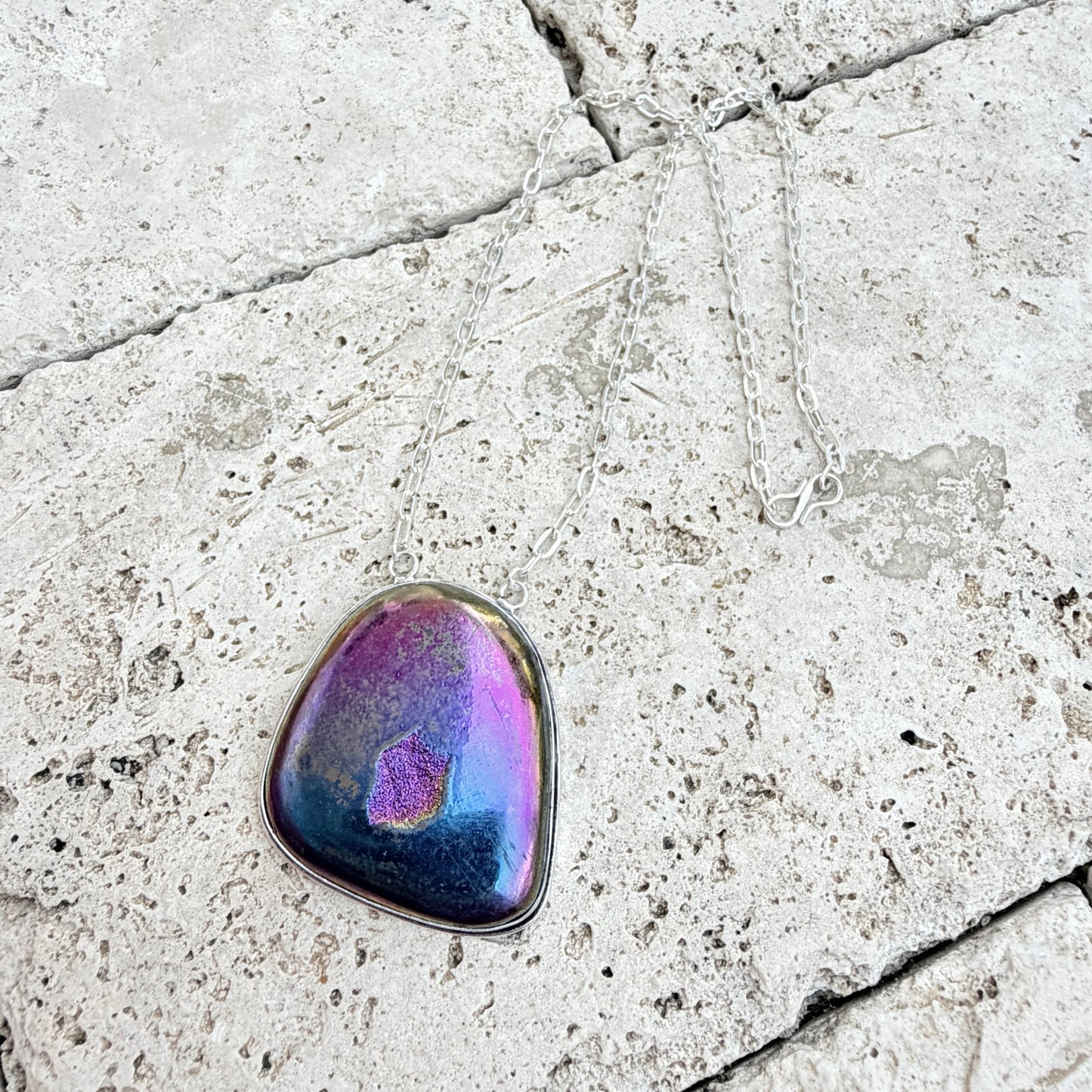 Peacock Aura Druzy Pendant 925 Silver Overlay