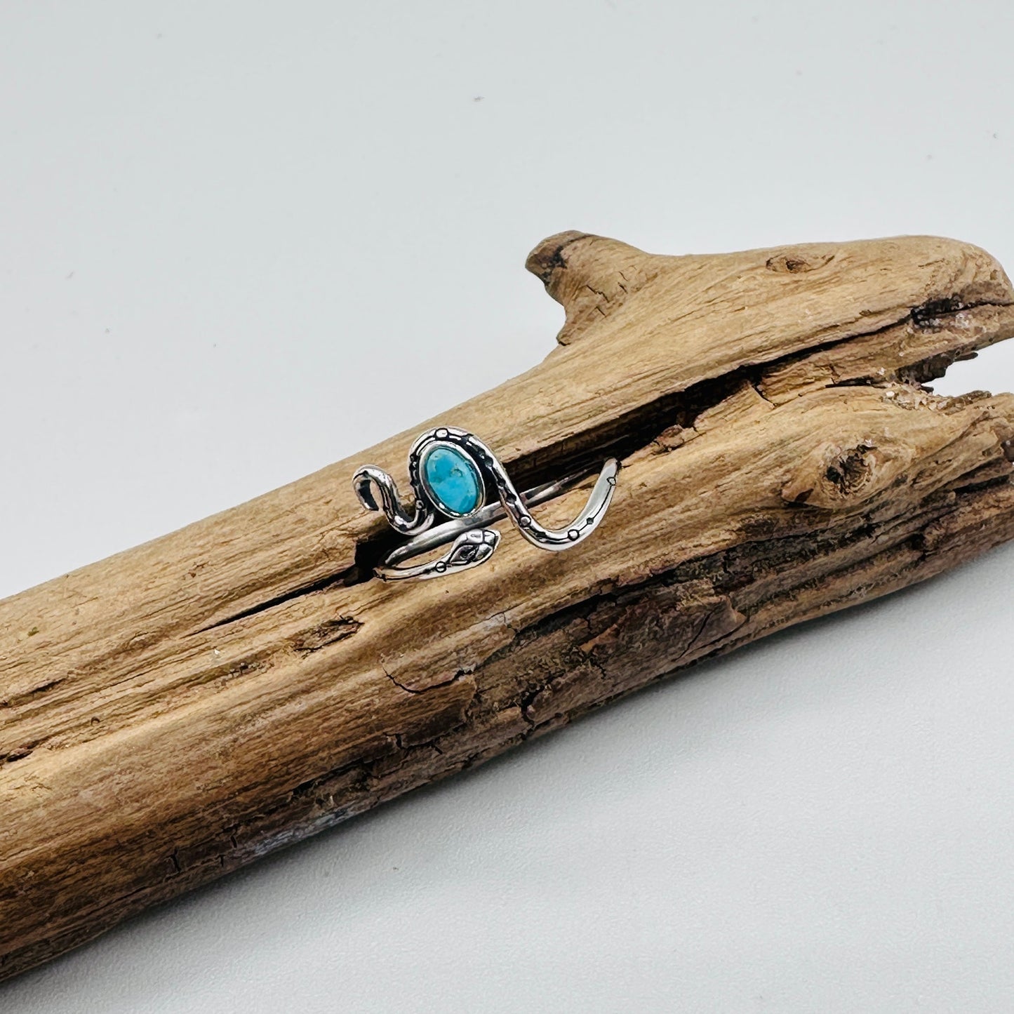 Snake Turquoise Sterling Silver Ring, Boho Ring, Gemstone Ring