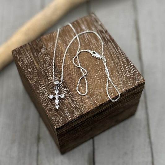 CZ Cross Minimalist Sterling Silver Necklace