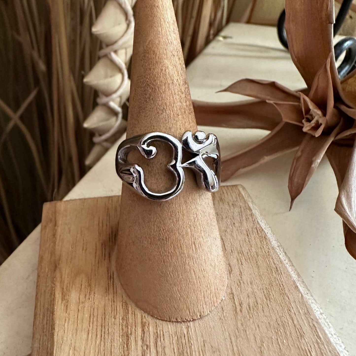 Om Stainless Steel High Polished Ring Unisex