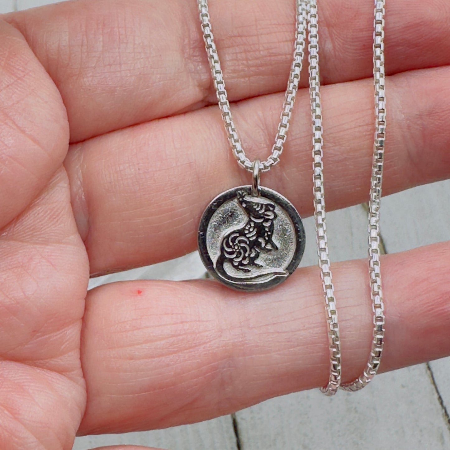 Chinese Zodiac Year of The Rat Pendant Necklace Sterling Silver