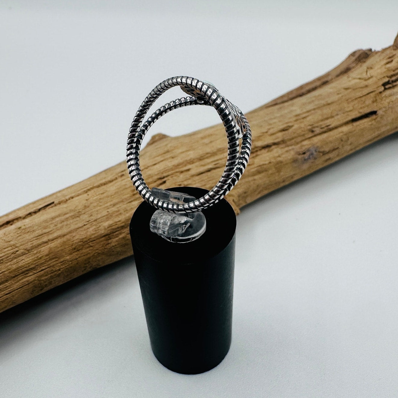 Sterling Silver Lab Opal Hamsa Ring