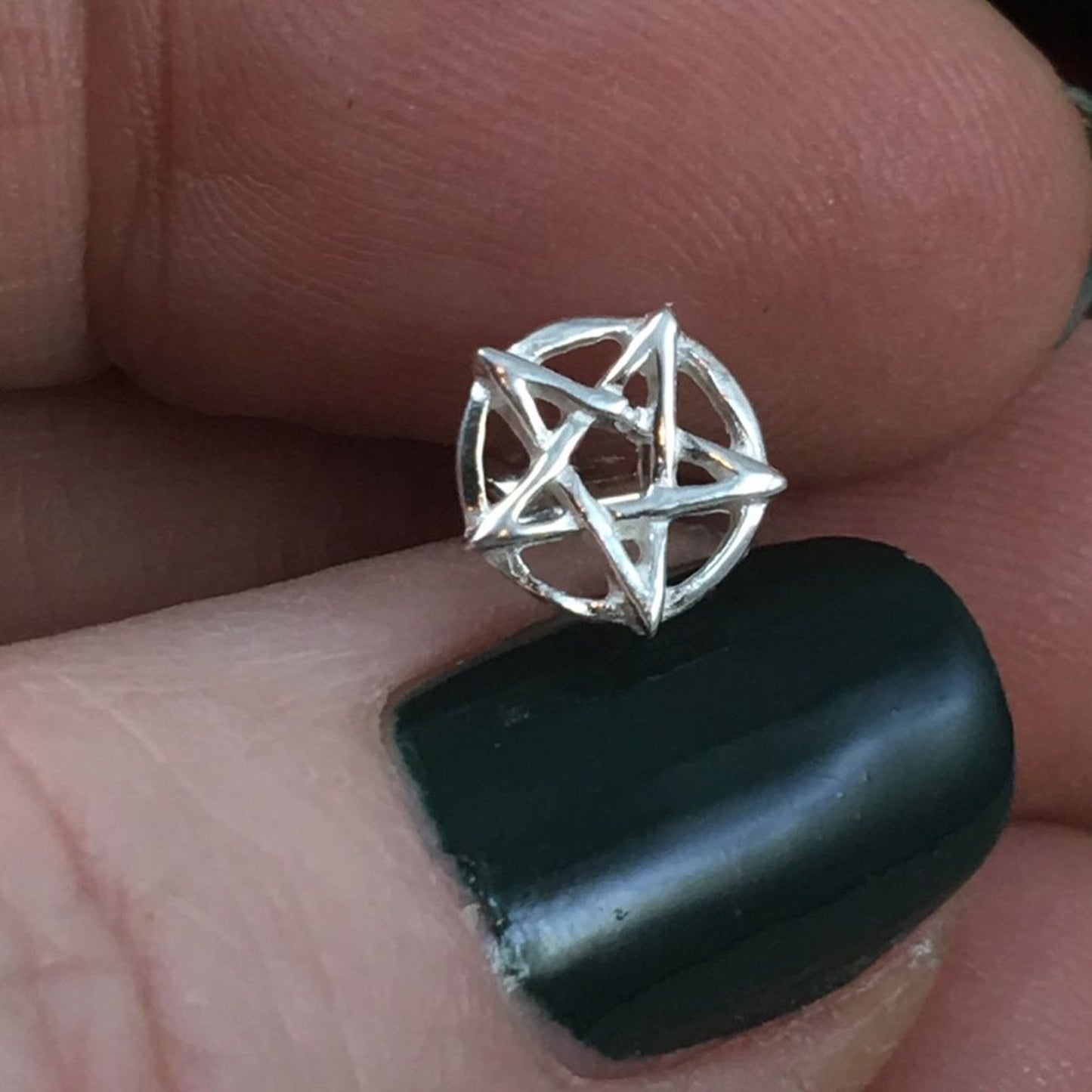 Sterling Silver Pentagram Stud Earrings