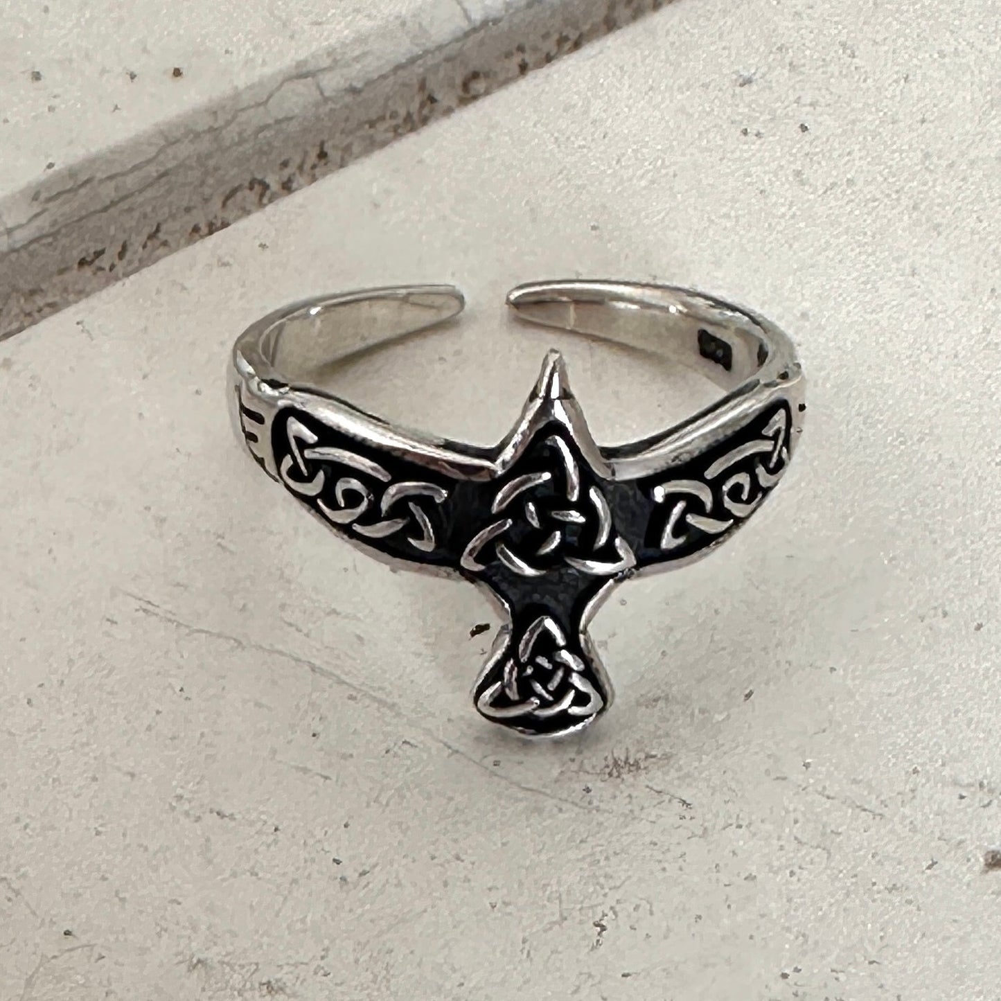 Aztec Celtic Raven Sterling Silver Toe Ring