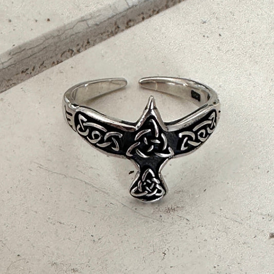 Aztec Celtic Raven Sterling Silver Toe Ring
