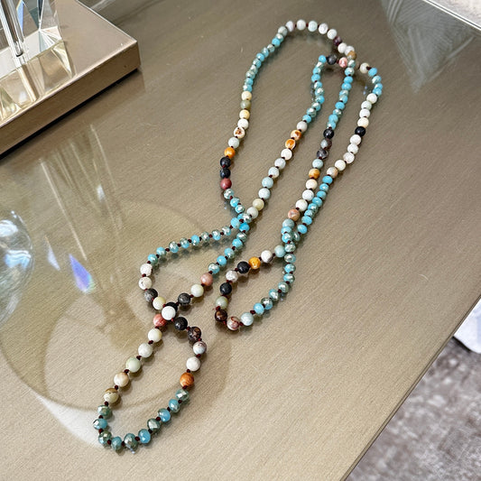 Hand-Knotted Faceted Amazonite Rondelle Bead Necklace