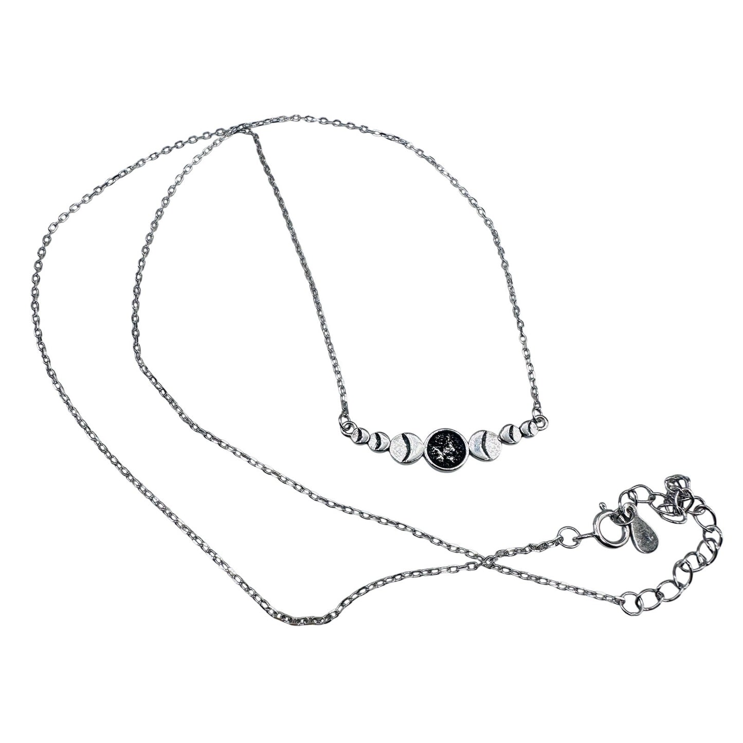 Sterling Silver Moon Phase Necklace-Minimalist-Celestial
