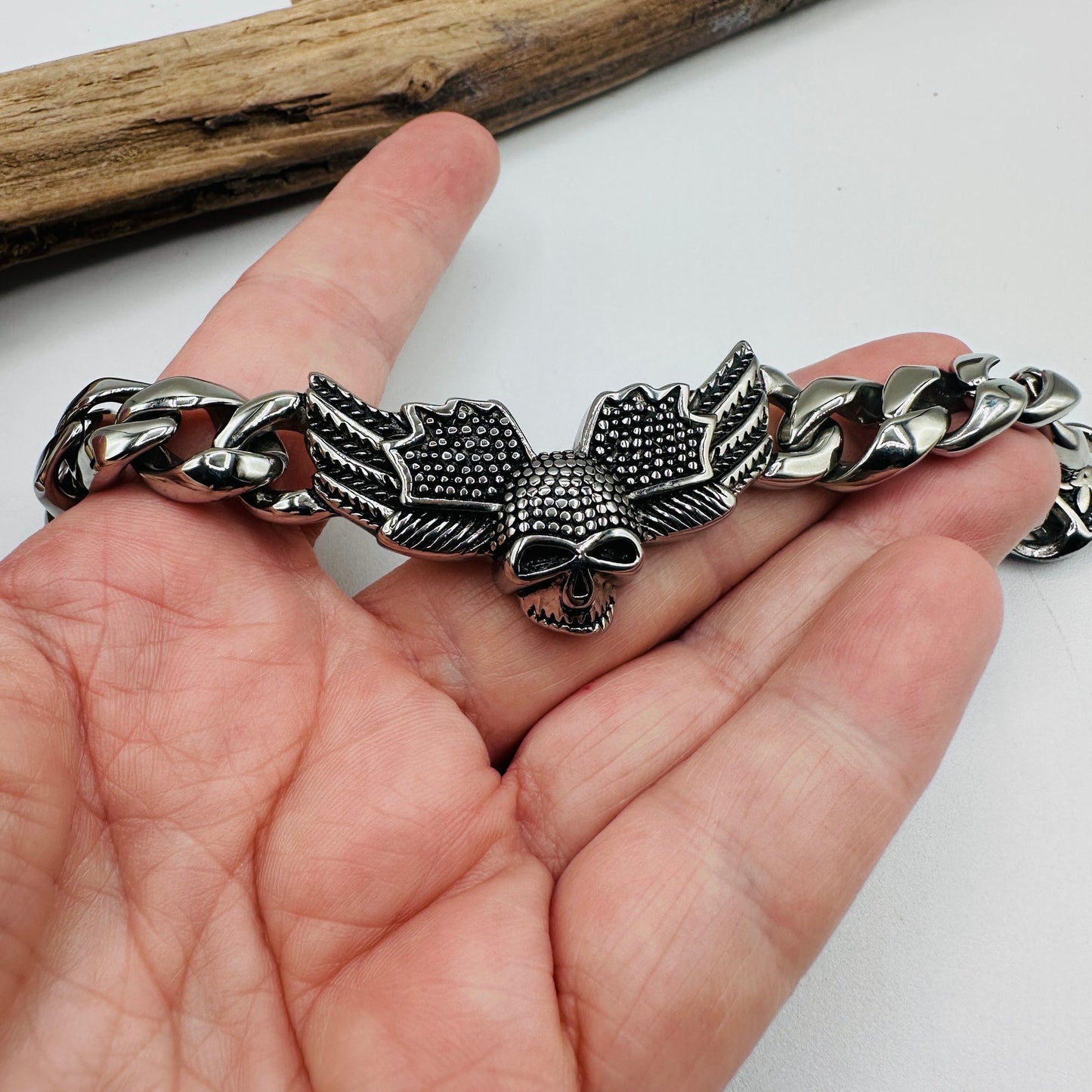 Punk Wings Skull Head Stainless Steel Bracelet