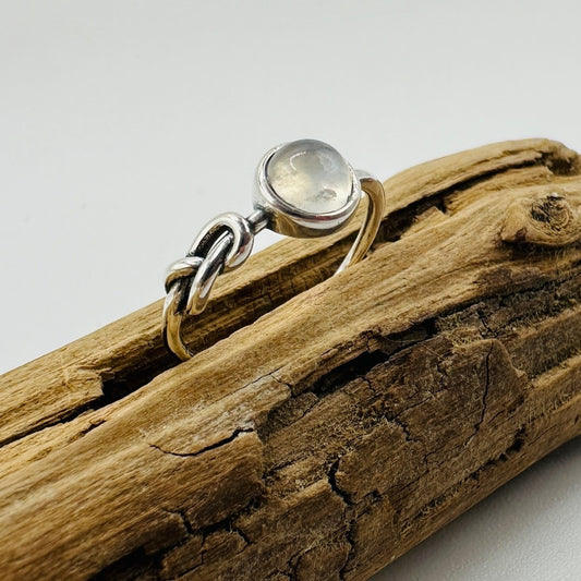 Moonstone Sterling Silver Love Knot Ring
