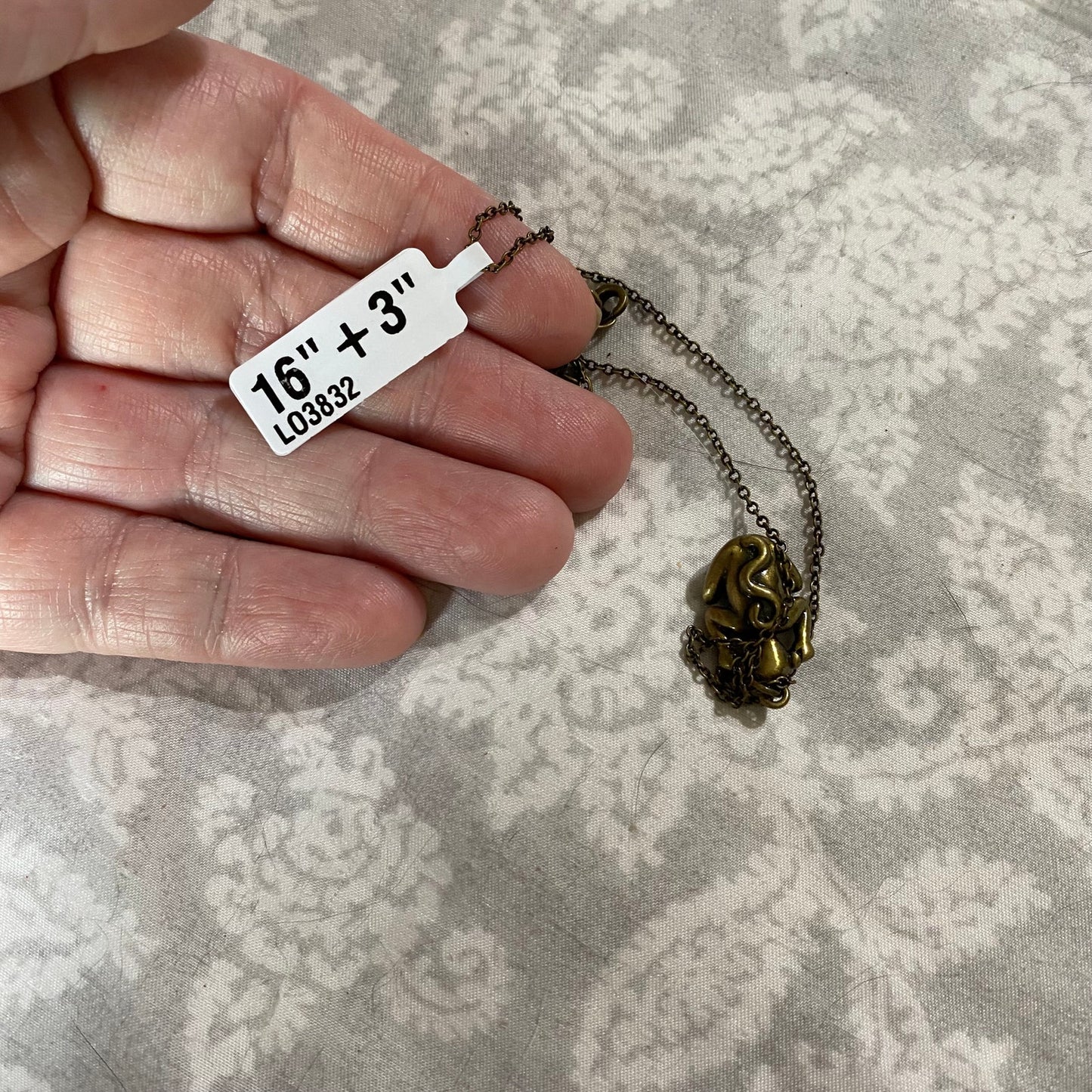 Hear No Evil Monkey Necklace Antique Copper Citrine Crystal