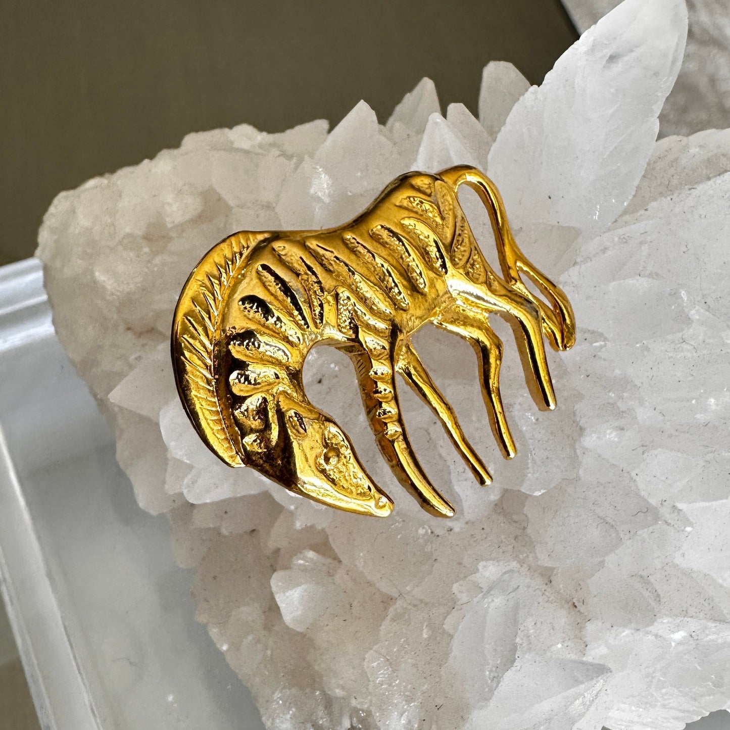 Vintage Gold Zebra Brooch