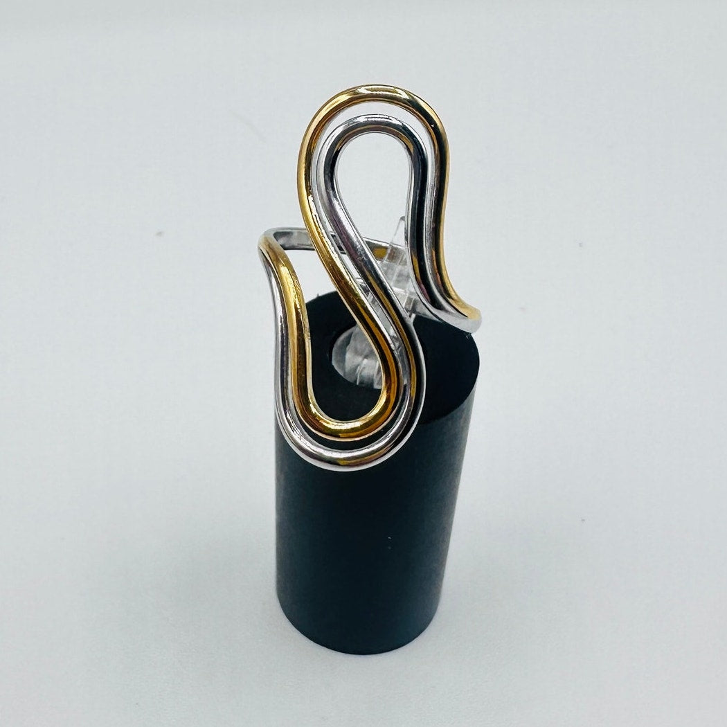Two-Tone Abstract Ring-18K Gold & Silver-Adjustable