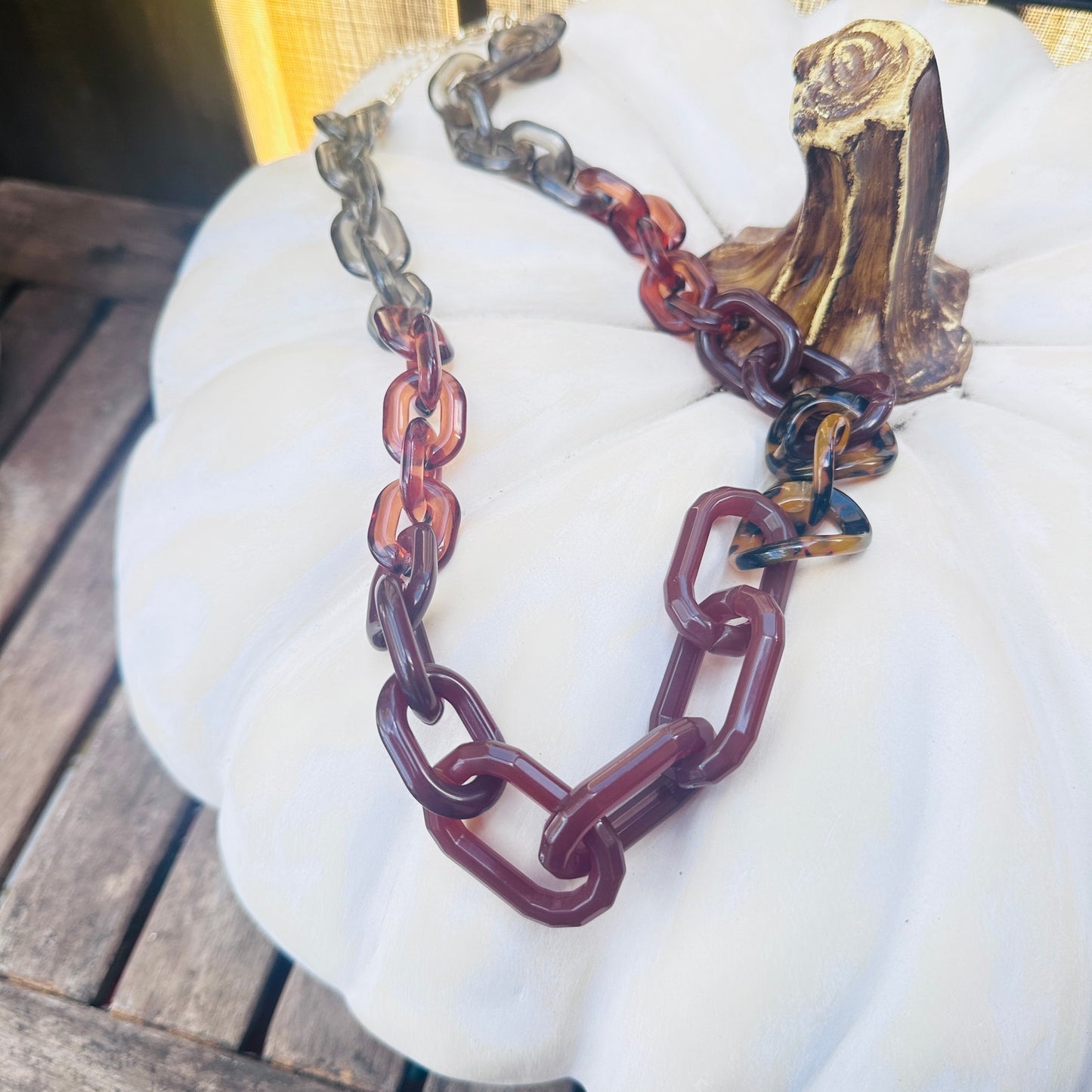 Banana Republic Multi-Tone Lucite Chain-Link Statement Necklace