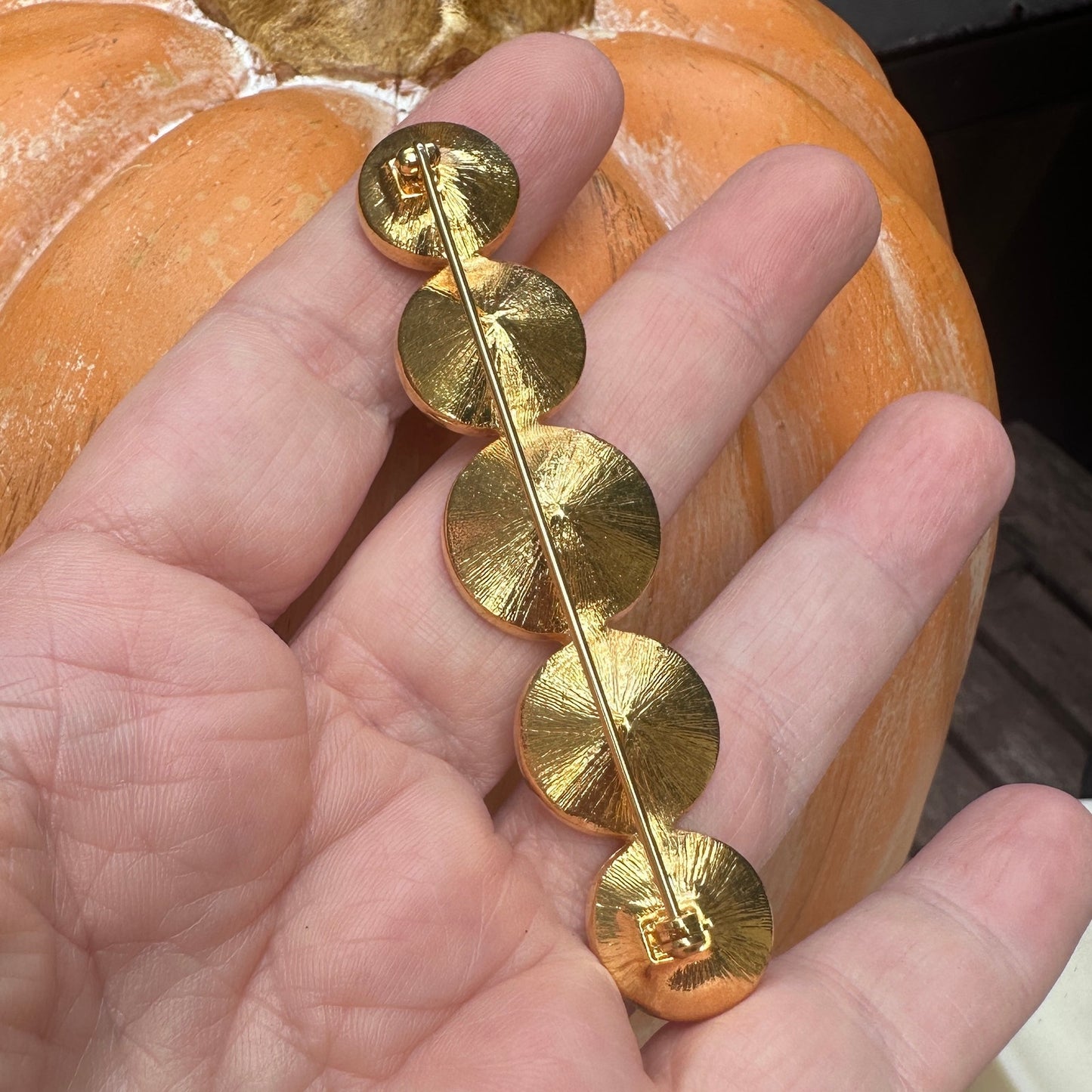 Vintage Large Rivoli Headlight Rhinestone Bar Brooch-Clear Crystal Estate Piece