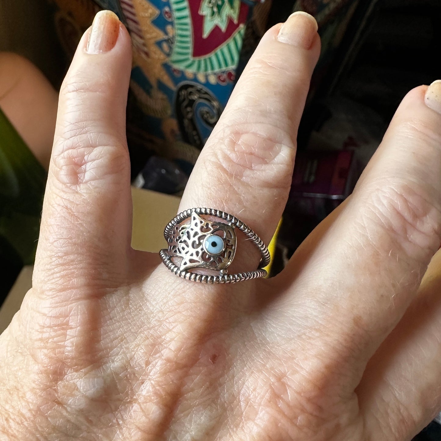 925 Sterling Silver Hamsa Ring