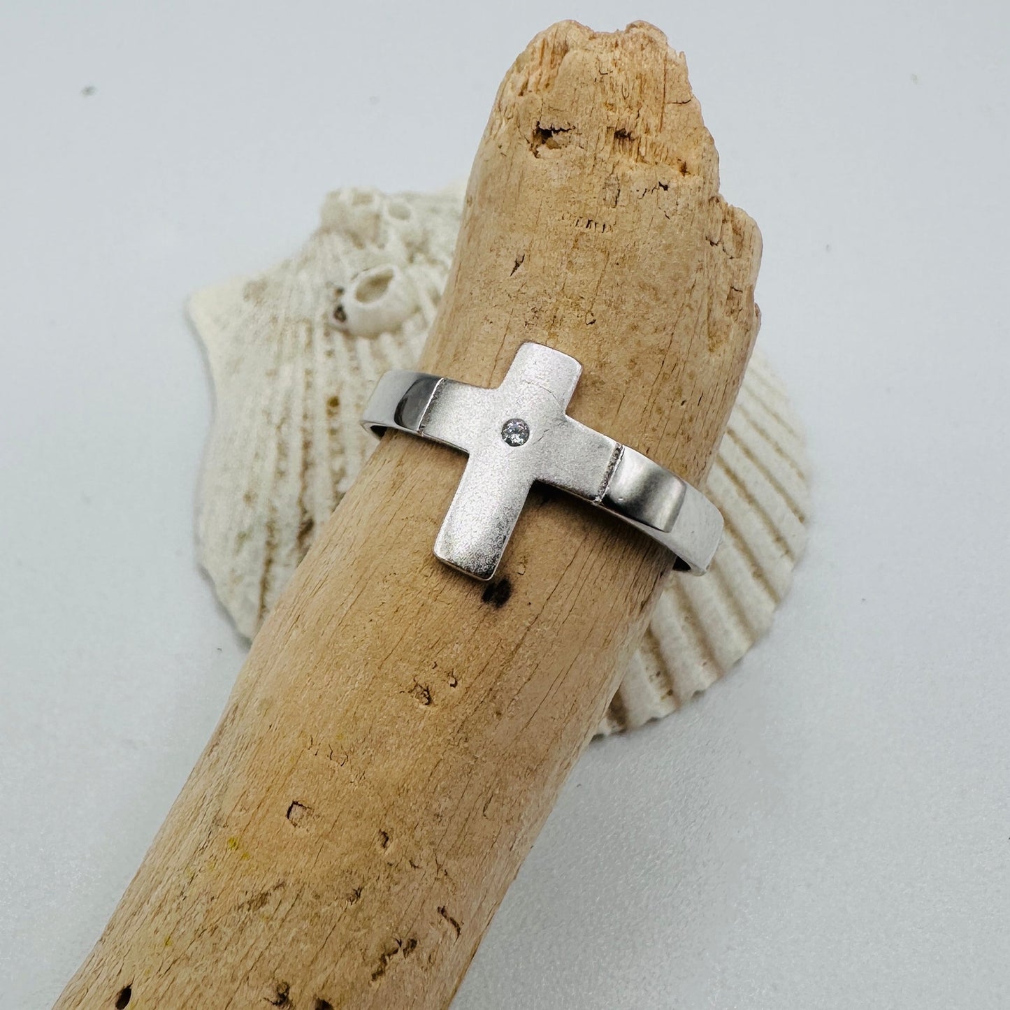 925 Sterling Silver Cross Ring, CZ Cross Ring