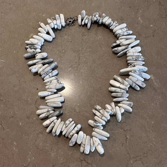 Natural Howlite Gemstone Spike Necklace