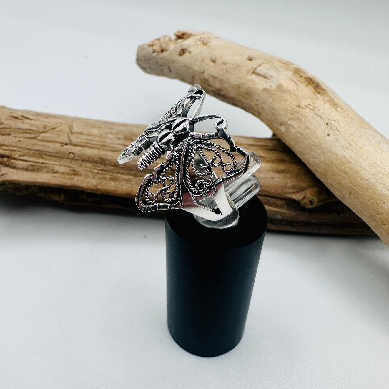 Sterling Silver Filigree Butterfly Ring-Detailed Wings-Size 8