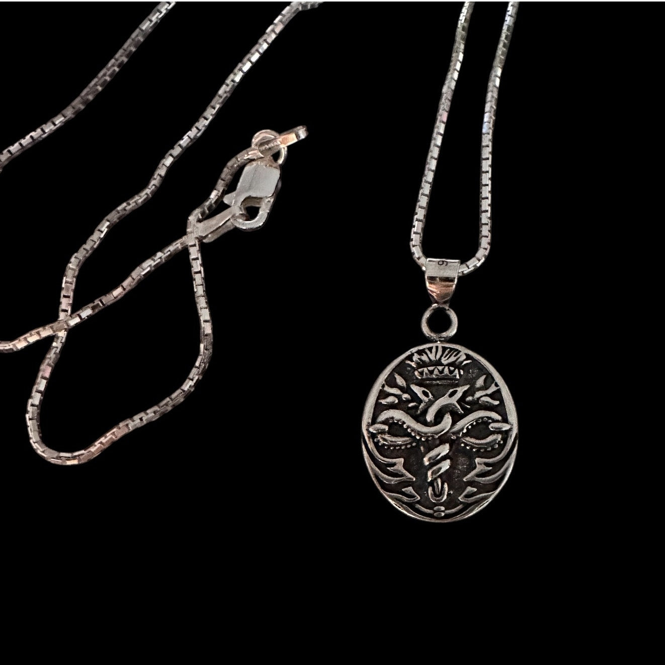 Sterling Silver Caduceus Necklace Sterling Silver Box Chain