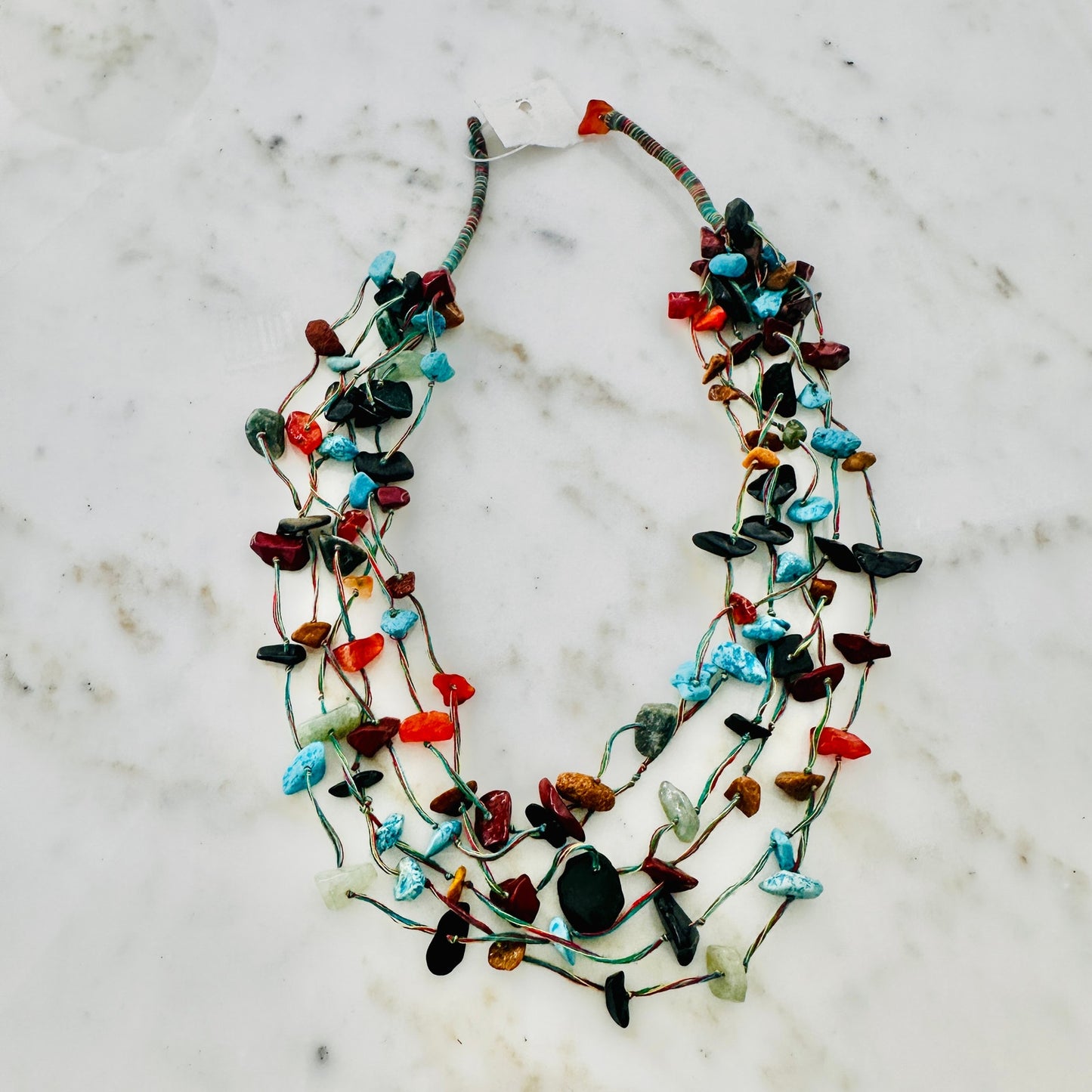 Multi-Stone Chip Bead Necklace-Boho Layered Style