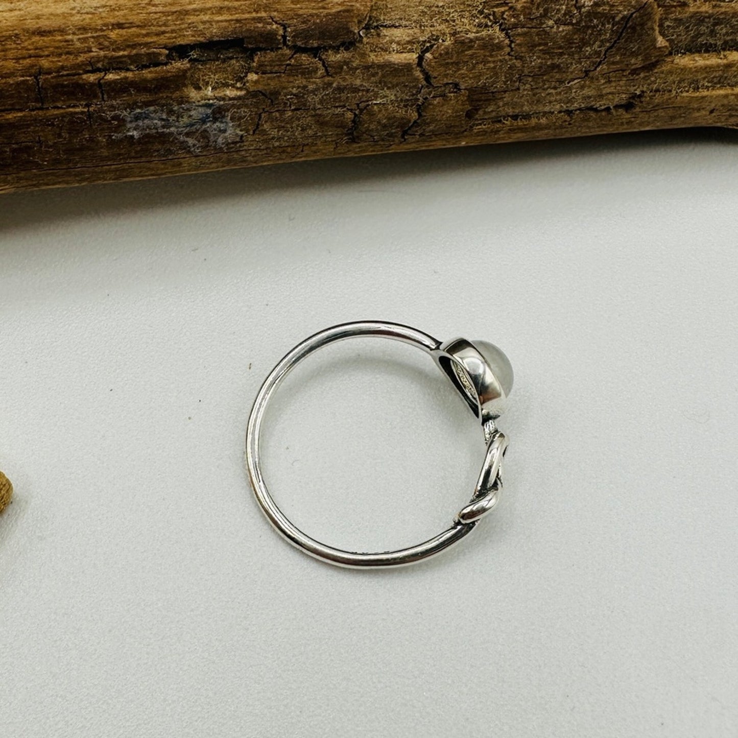 Moonstone Sterling Silver Love Knot Ring