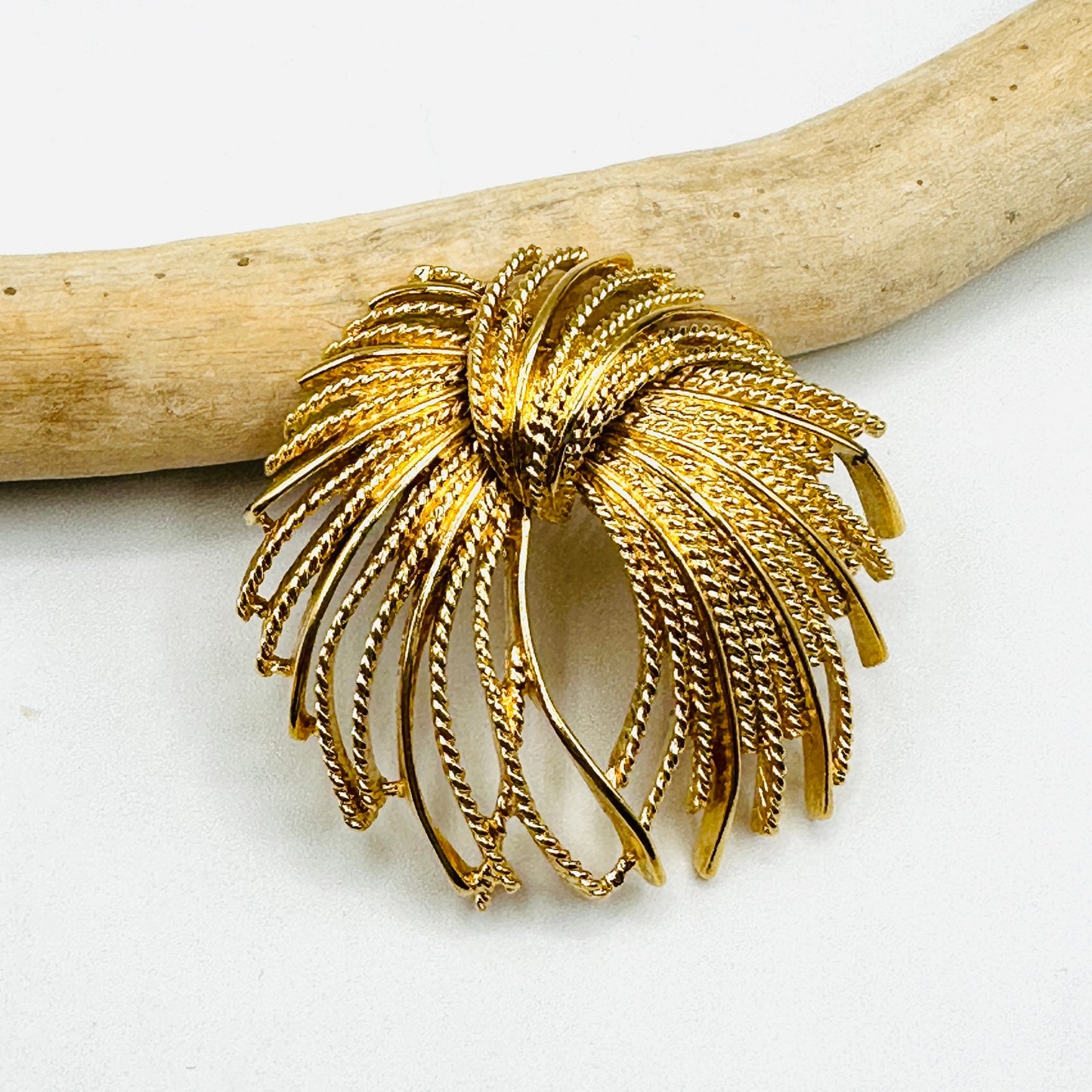 Signed Monet Mirador Brooch Vintage Gold Tone Statement 1960's
