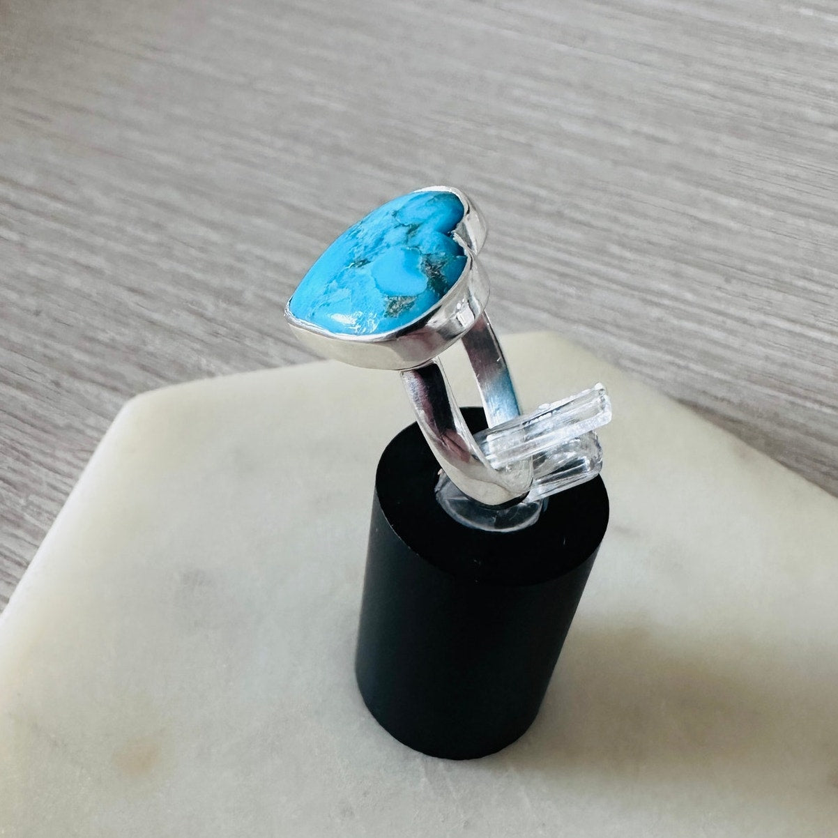 Heart Composite Mohave Blue Turquoise Sterling Silver Ring