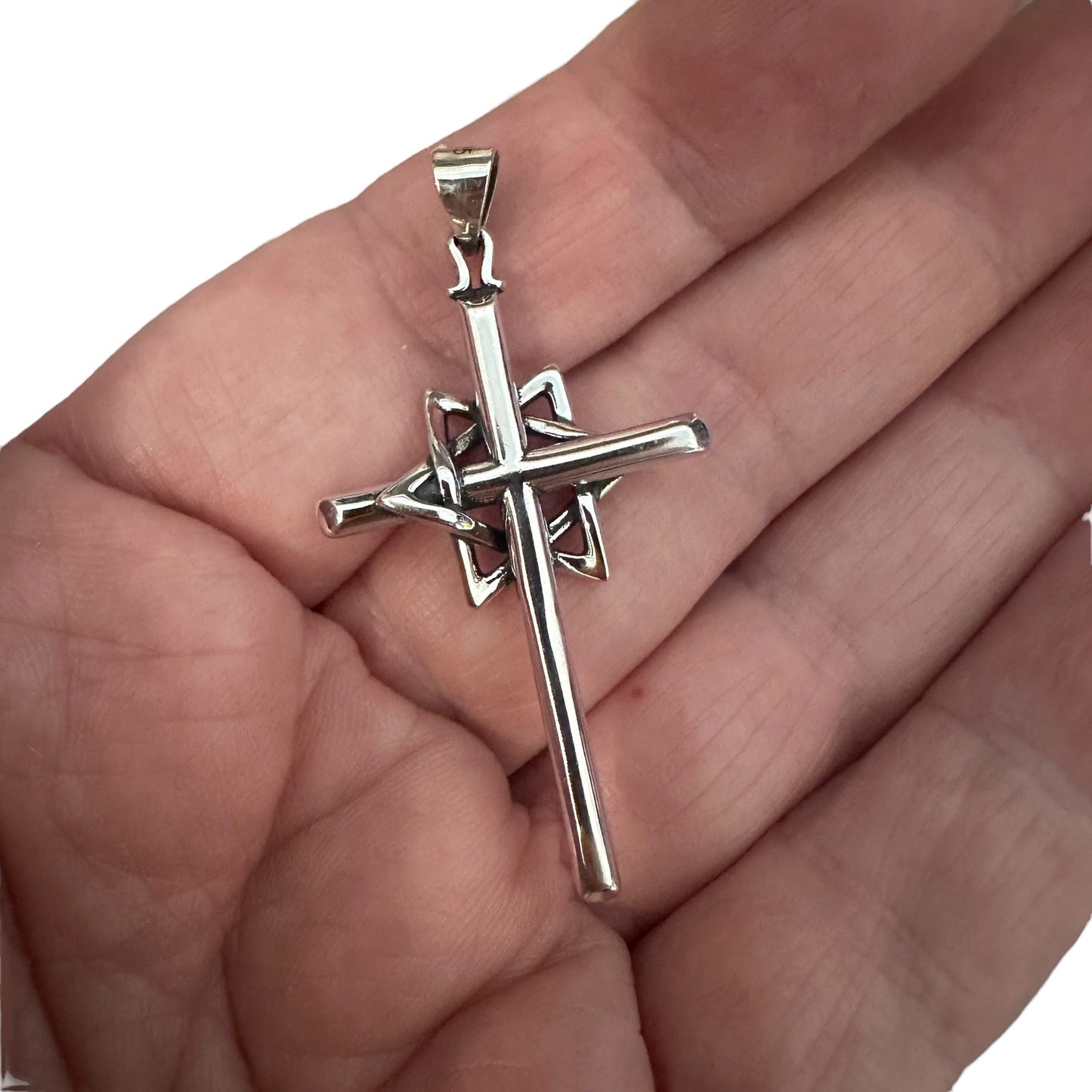 Sterling Silver Large Star of David Cross Pendant