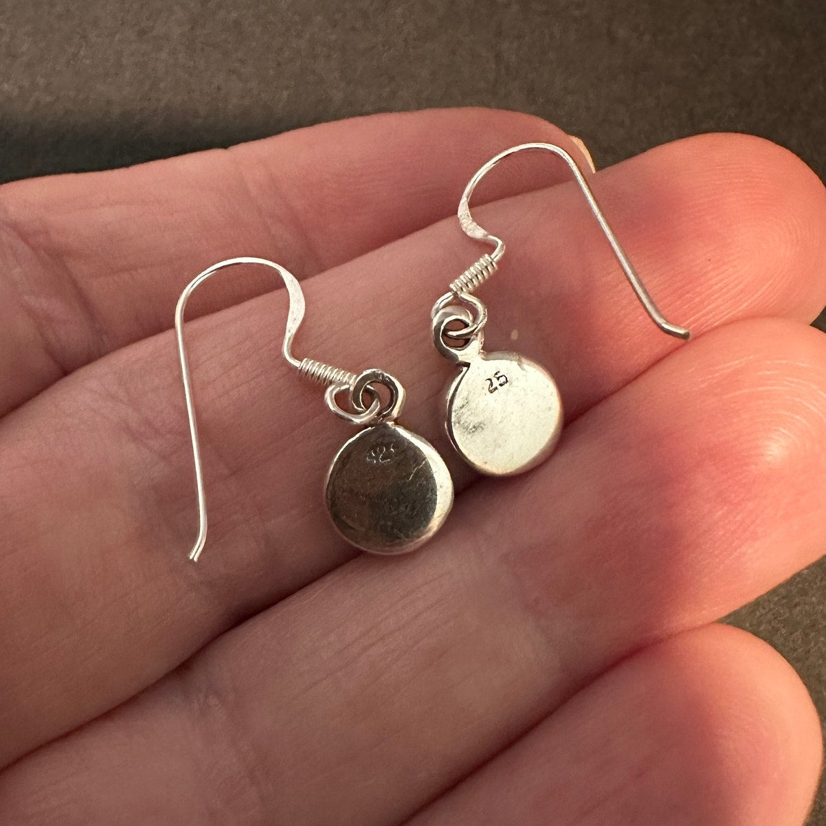 Sterling Silver Om Drop Earrings, Om Dangle Earrings