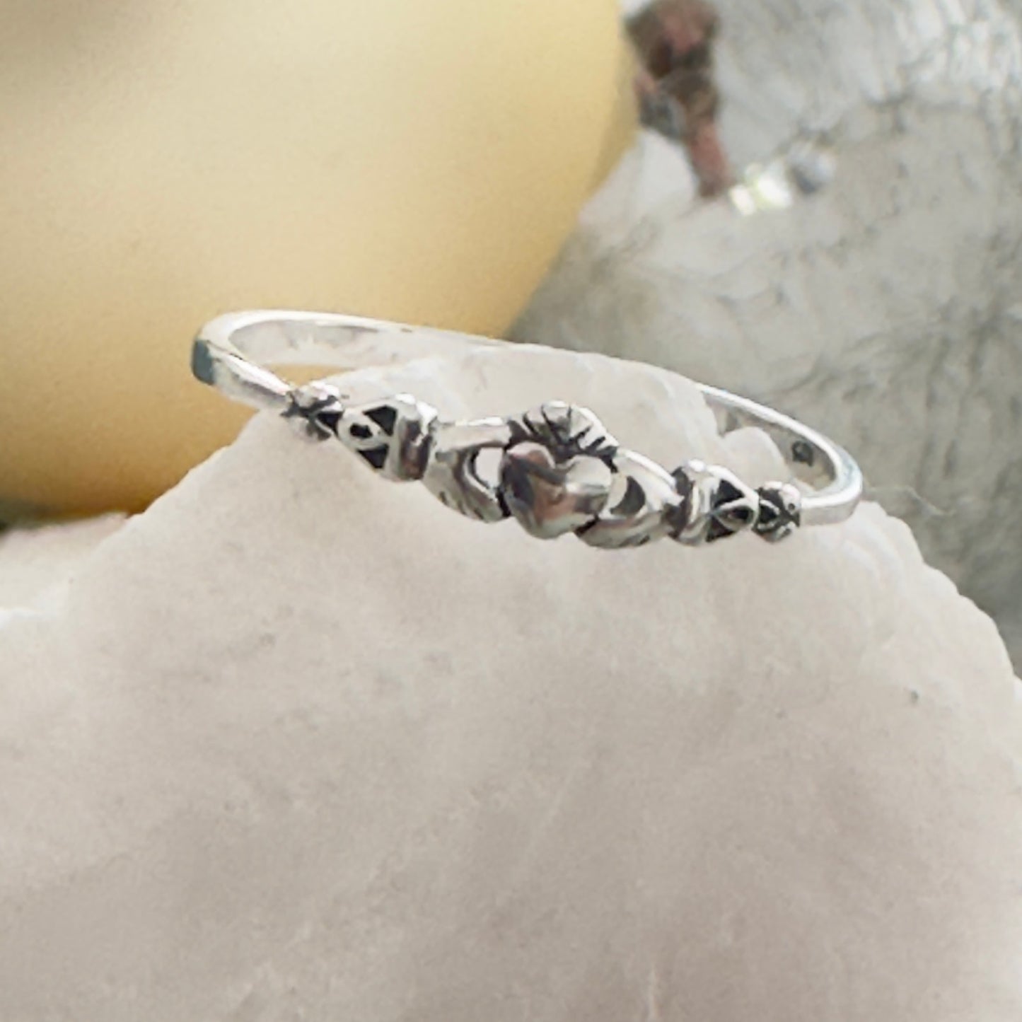 Sterling Silver Claddagh Dainty Ring, Irish Ring, Friendship Ring
