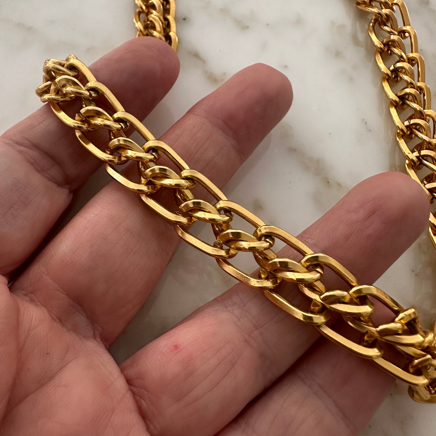 Chunky Gold-Tone Chain Link Necklace & Bracelet Set