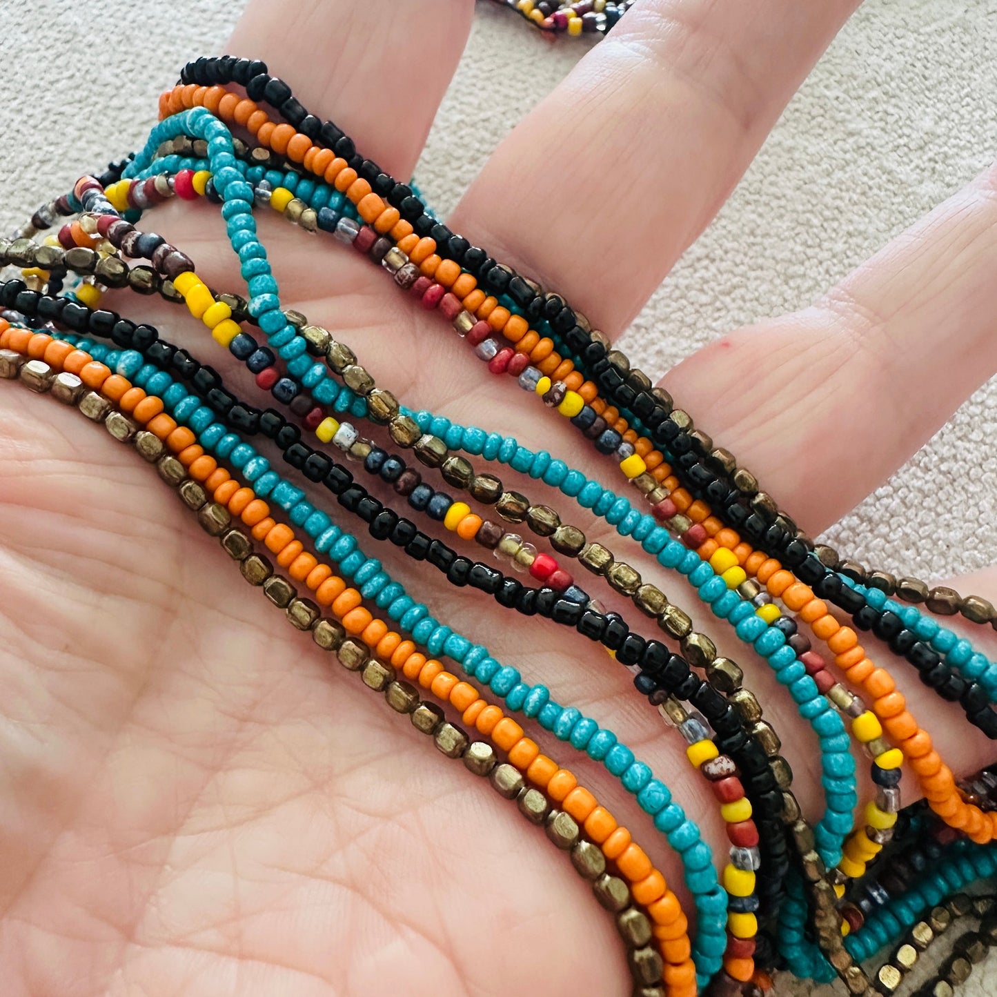 Boho Multicolor Layered Seed Bead Statement Necklace