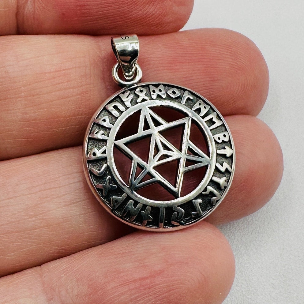 Sterling Silver Star of David Pendant – Hebrew Rune