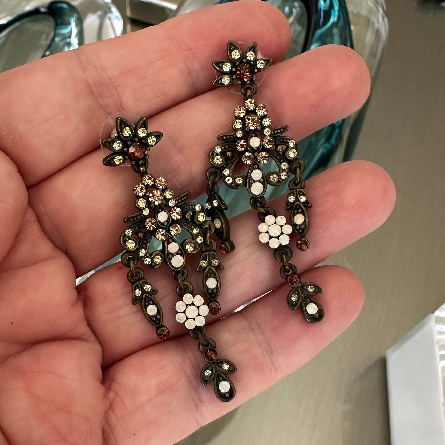 Vintage Victorian Style Floral Chandelier Earrings