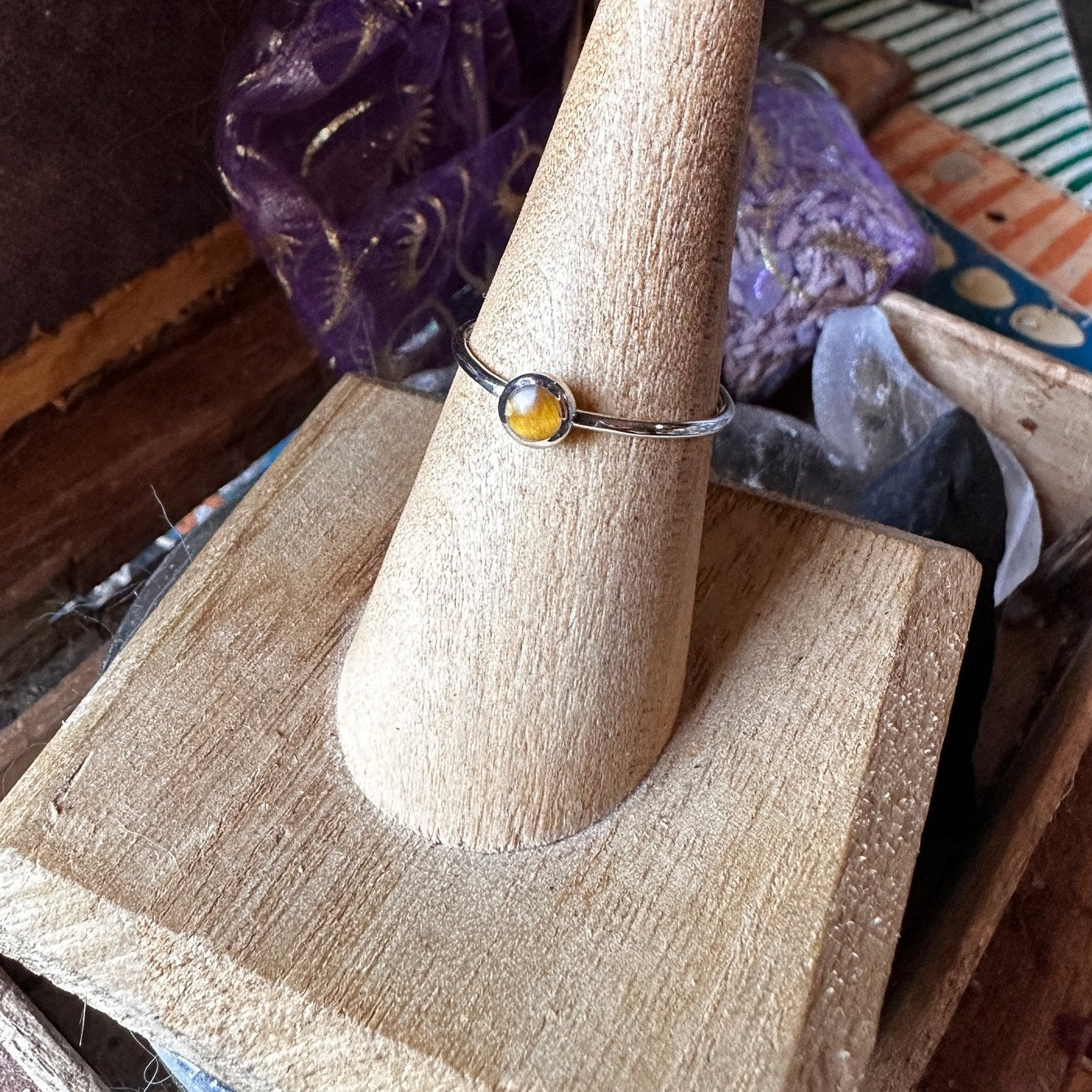 Tiger Eye Sterling Silver Minimalist Ring