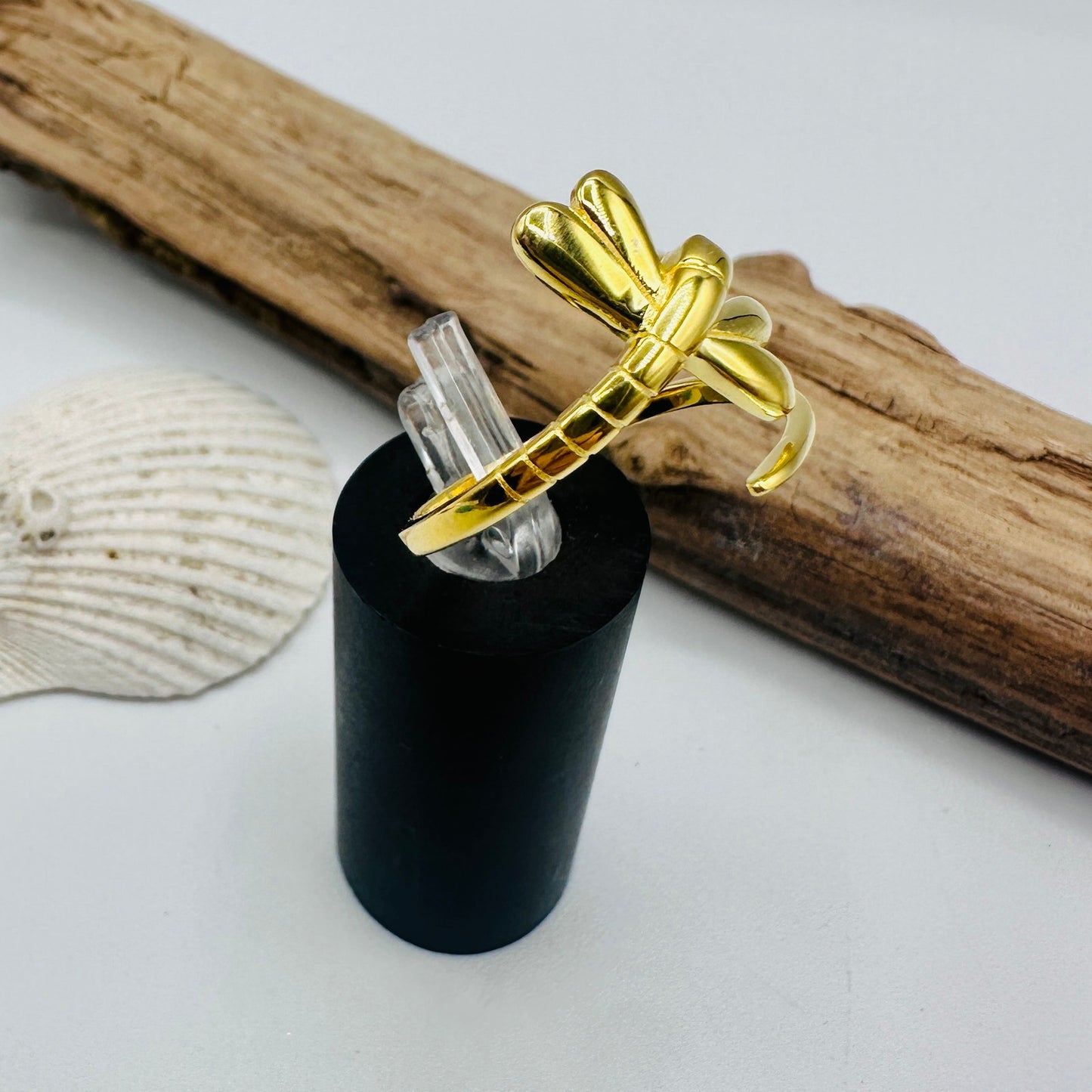 Gold Dragonfly Sterling Silver Ring