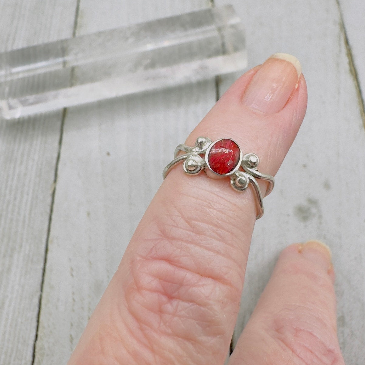 Red Carnelian Sterling Silver Adjustable Toe Ring