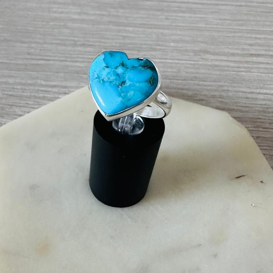 Heart Composite Mohave Blue Turquoise Sterling Silver Ring
