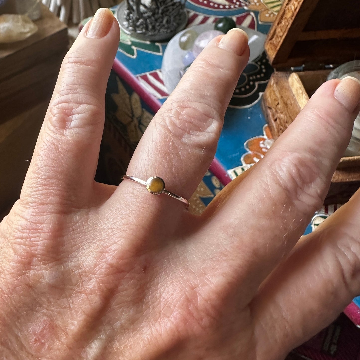 Tiger Eye Sterling Silver Minimalist Ring