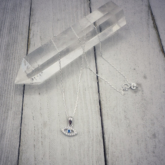 Evil Eye Minimalist Necklace, Dainty, Cz Necklace