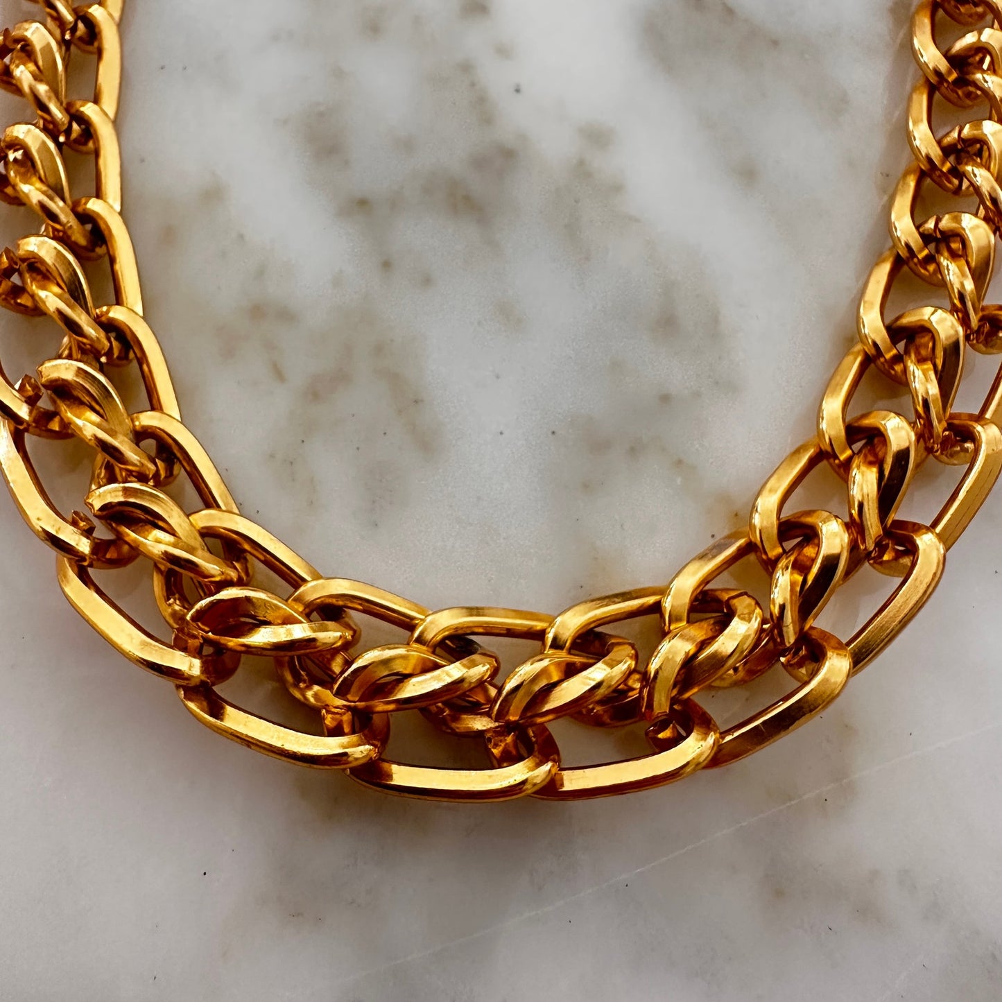 Chunky Gold-Tone Chain Link Necklace & Bracelet Set