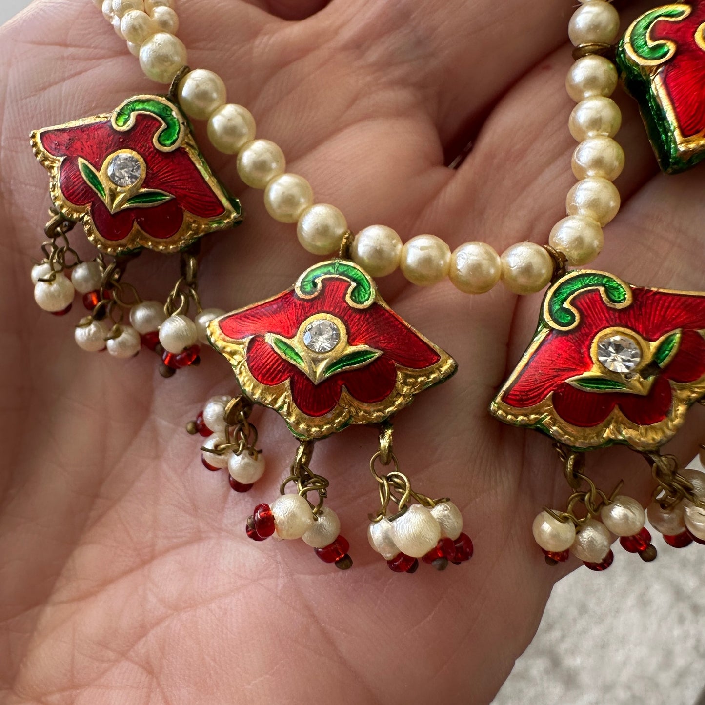 Vintage Kundan Pearl Reversible Necklace Set