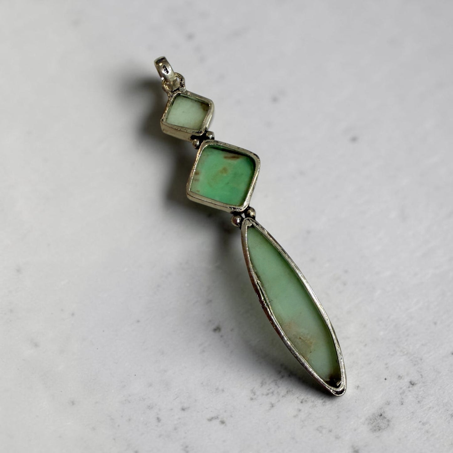 Chrysoprase Geometric Pendant 925 Silver Overlay