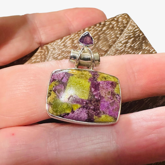 925 Sterling Silver Atlantis & Amethyst Pendant-Natural Gemstone