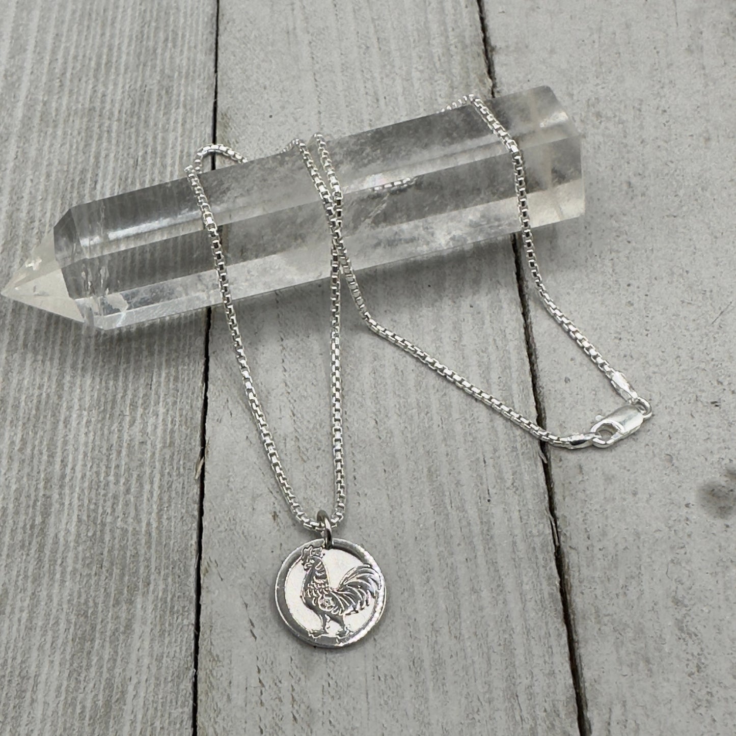 Chinese Zodiac Year of The Rooster Pendant Necklace Sterling Silver